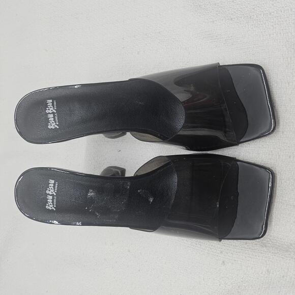 Bisou Bisou Clear Vinyl Sculptural Heel Square Toe Chic Heels Size 6.5 - Picture 2 of 9